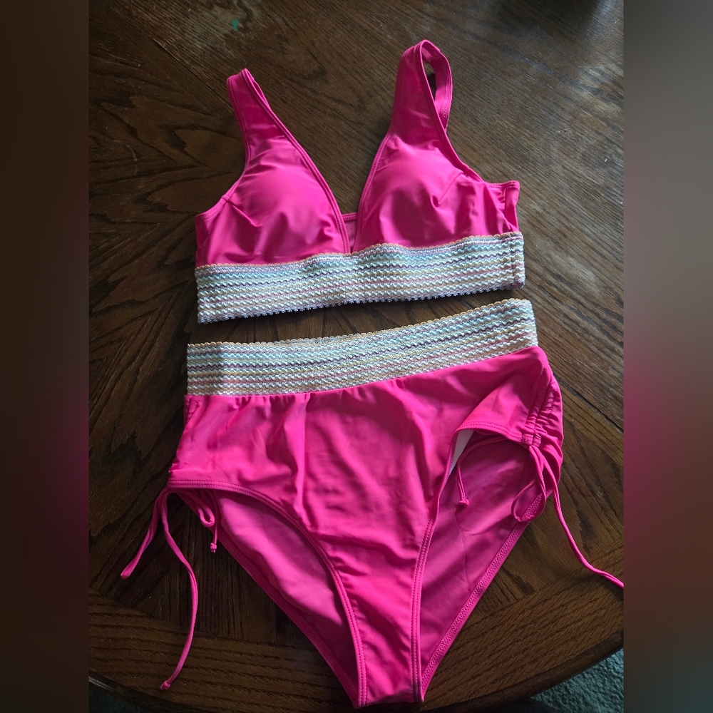 Pink Bikini with Beaded Accents